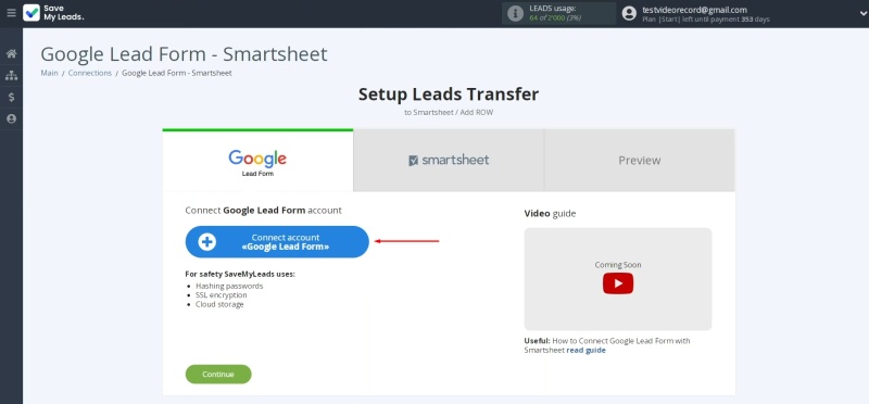 Google Lead Form and Smartsheet integration | Connect your Google Lead Form account to SaveMyLeads