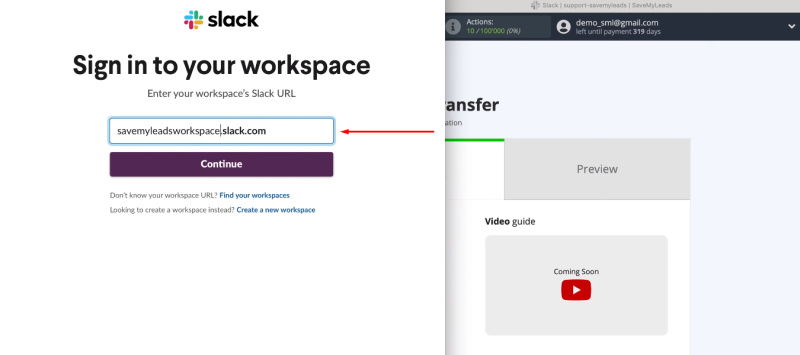 Facebook and Slack integration | Paste the URL