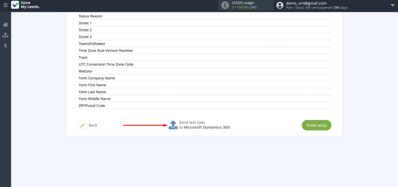 Facebook and Microsoft Dynamics 365 integration | Send test lead