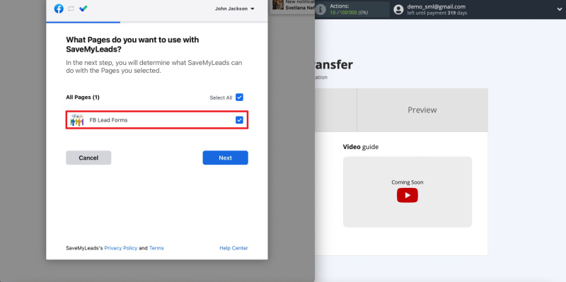 How to set up the upload of new leads from Facebook ad account to Slack private messages |&nbsp;Connecting Facebook  bussiness page