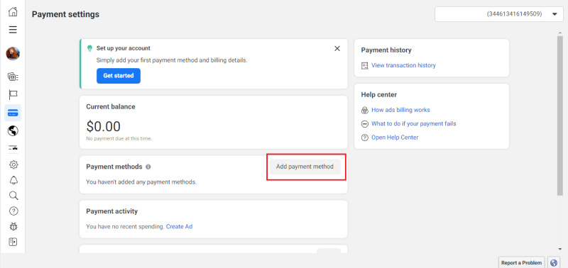 how can i add payment method to my facebook account