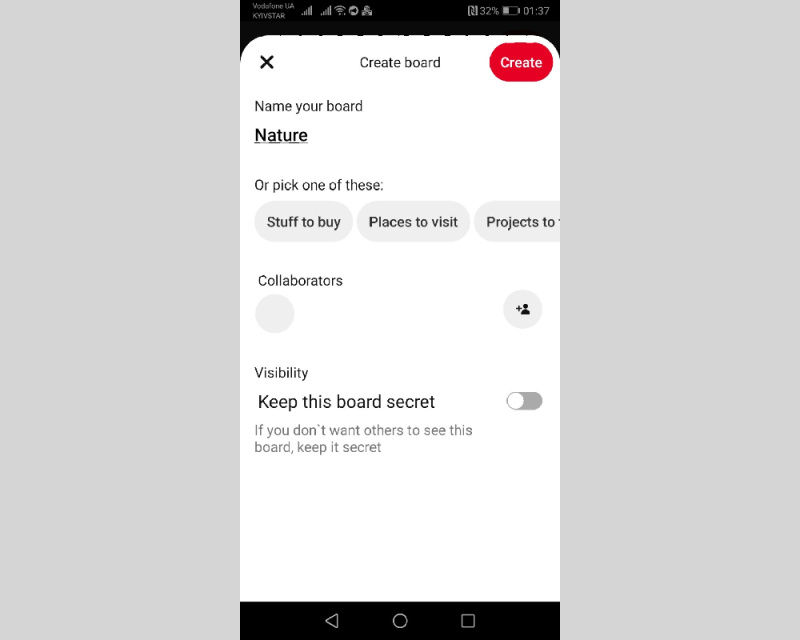How to post on Pinterest | Name the board and click "Create"