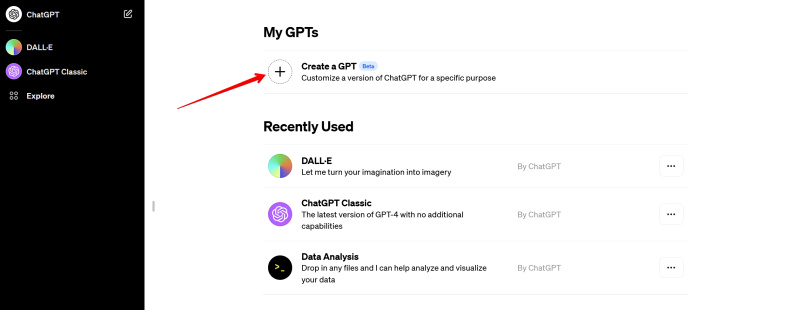Creating Custom GPTs | Click “Create a GPT”