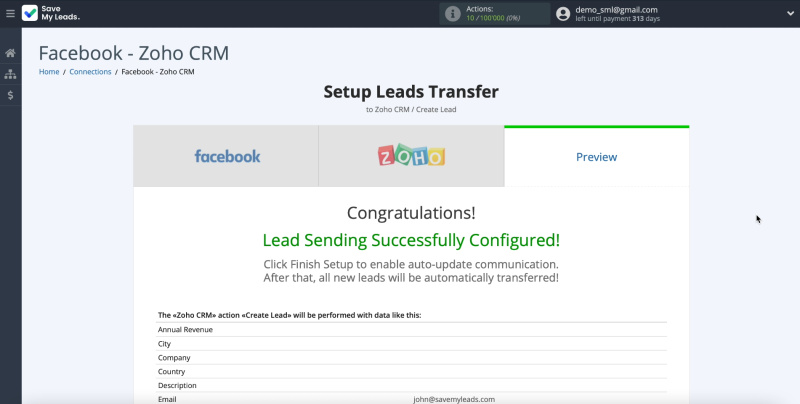 How to set up the upload of new leads from your Facebook ad account to Zoho CRM | Checking the downloaded data, part 1