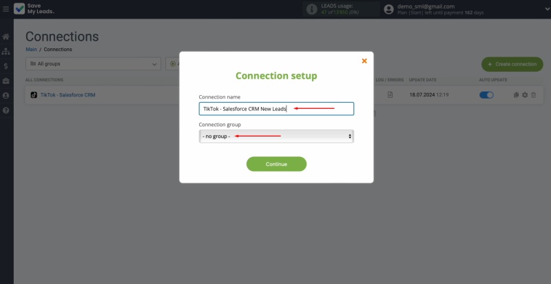 Rename the connection and assign it to a group