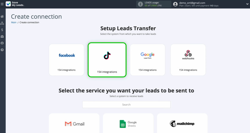 TikTok and Slack integration | Select TikTok as your data source system