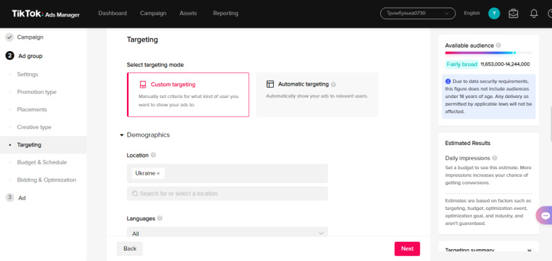 How to setup TikTok ads | Custom targeting