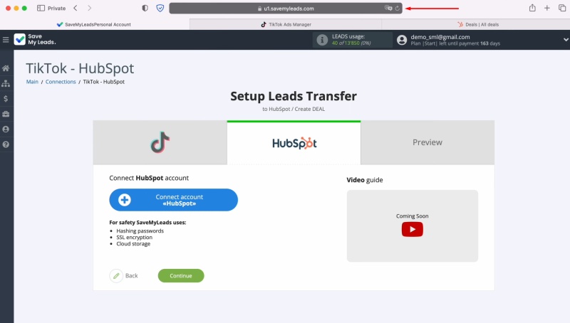 HubSpot and TikTok integration | Refresh the page