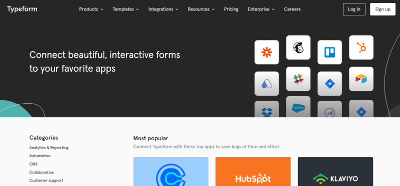 Typeform vs Jotform Comparison | Integrations<br>