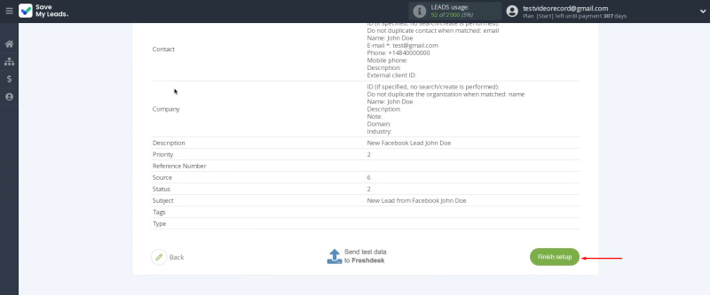 Facebook Lead Ads and Freshdesk integration | Click “Finish setup”